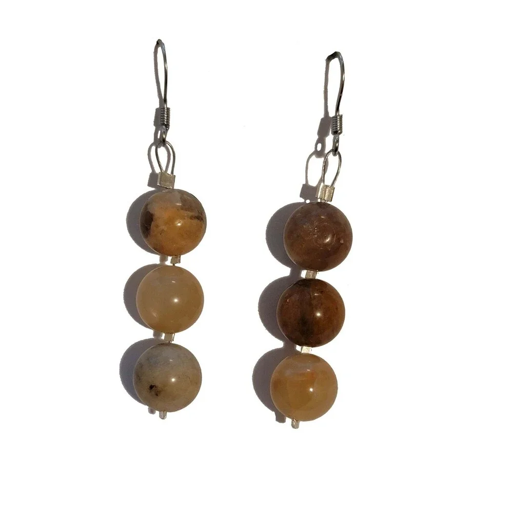Handmade Moonstone Bead Dangle Earrings – Natural Gemstone Jewelry - Picture 2 of 2